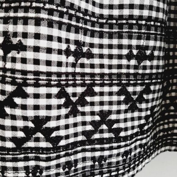 OLD NAVY | Tiered Gingham Swing Mini Dress w Pockets Babydoll Checkered B&W L P - Picture 7 of 16